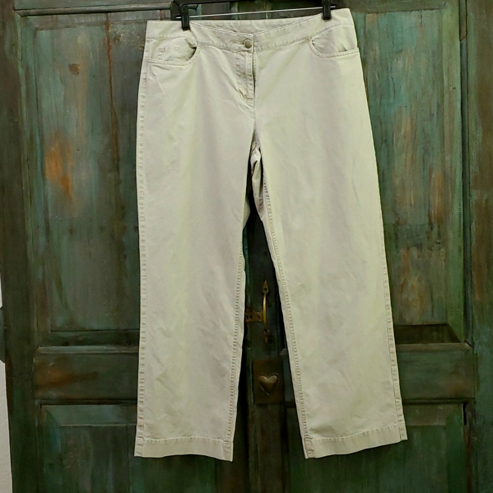 Eileen Fisher Women's Wide Leg Croppe Pants in Heather Gray, Size Petite Large